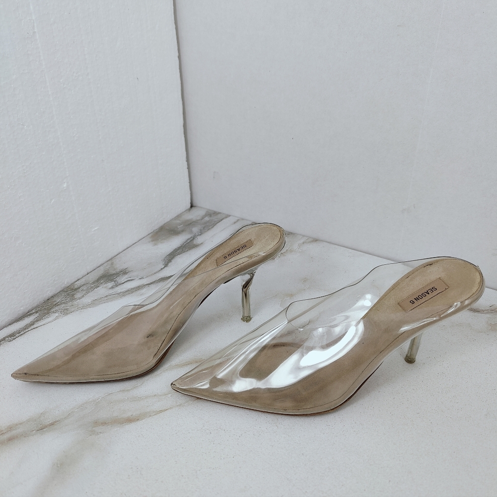Yeezy Season 6 Clear Transparent PVC Lucite Heel Mules, Sz 37 (US women's 6) - Picture 4 of 16